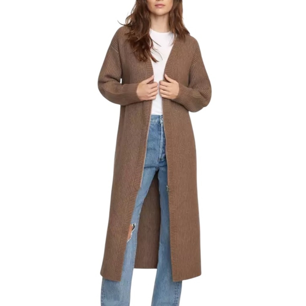 Modern Citizen Alma Two Way Zip Brown Long Cardigan Sweater Sz M